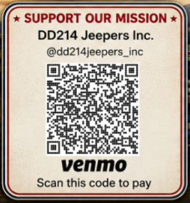 Venmo QR code for DD214 Jeepers Inc. donations